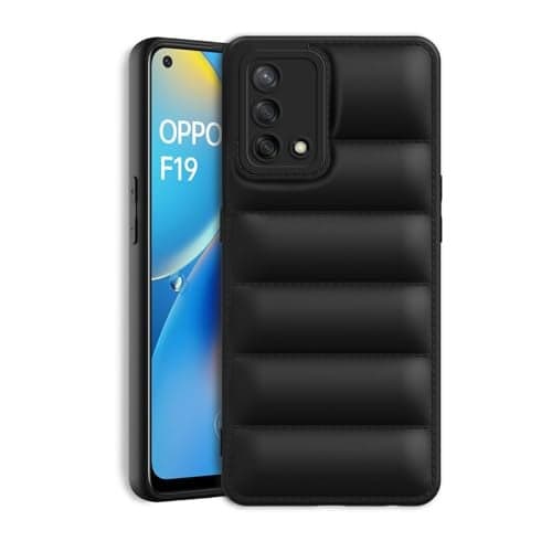 Plus Puffer Case Camera Protection Soft Back Cover for Oppo F19 - Black