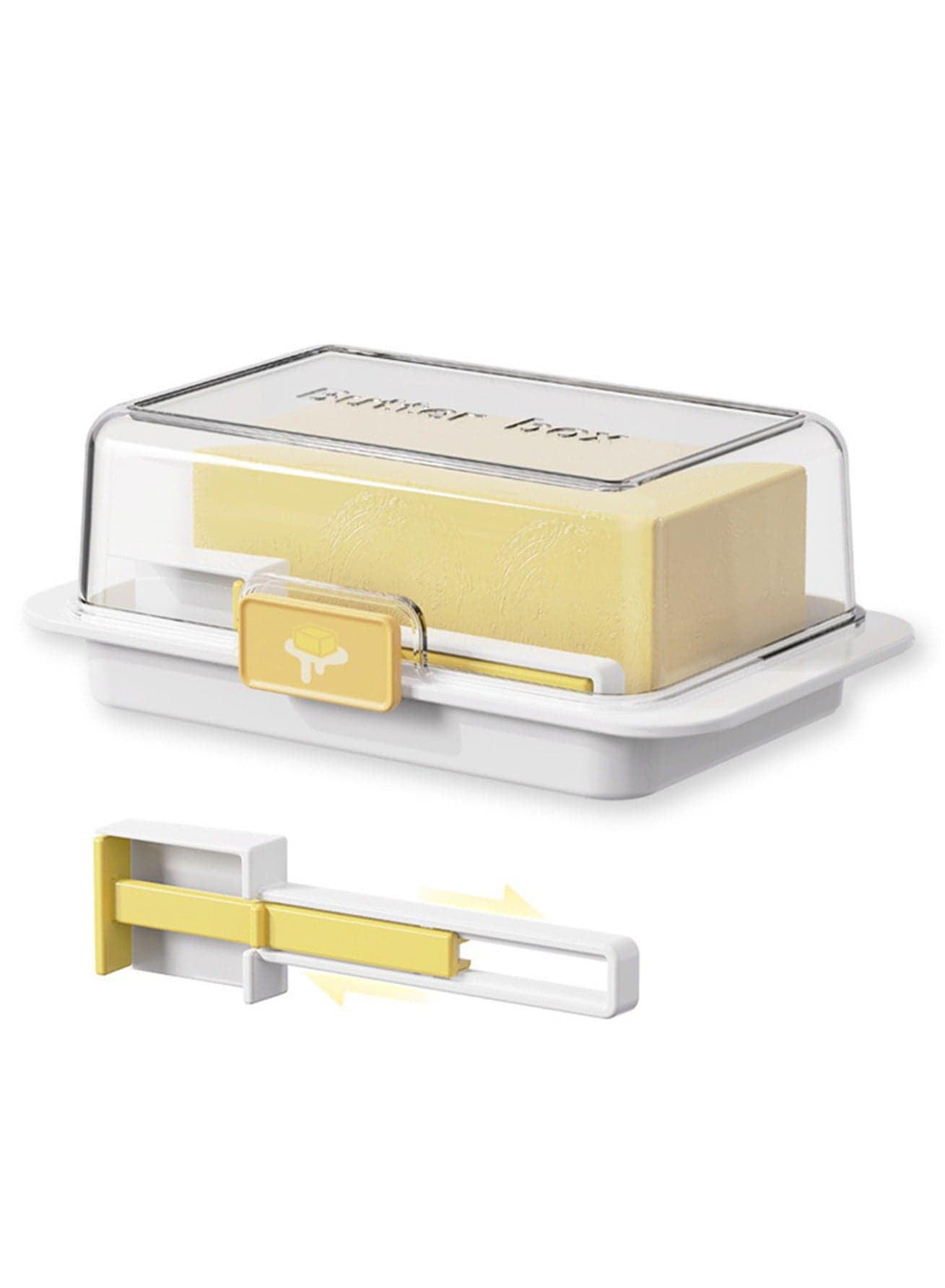 Butter Storage Box, Cutting And Packaging Storage Box, Refrigerator Fresh-Keeping Box, Frozen Cheese, Cheese Slices, Dividing Knife Storage Box (White Box)