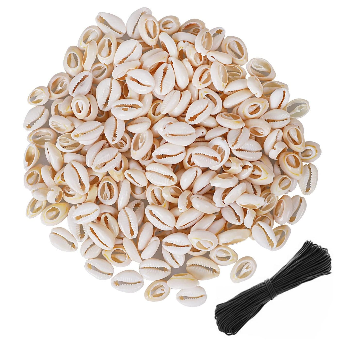 150 PCS White 063071 Natural Strong Cowrie Shell Beads Smooth Cut Oval Seashells Beach Seashells with Big Hole for DIY Craft Jewelry Making Adorning Hair Locks and Braids