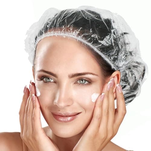 100pk Disposable Shower Caps LARGE SIZE 50cm20in Unisex Plastic Hair Caps for Deep Conditioning Shower Cap Reusable Waterproof for Women Men Thin Design