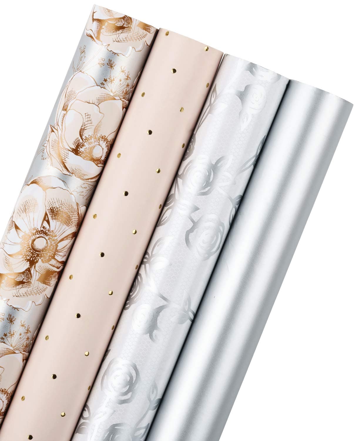 WRAPAHOLIC Wrapping Paper Roll Elegant Floral and Lace Printed for Wedding Birthday Holiday Party Baby Shower 4 Rolls 30 Inch X 120 Inch Per Roll