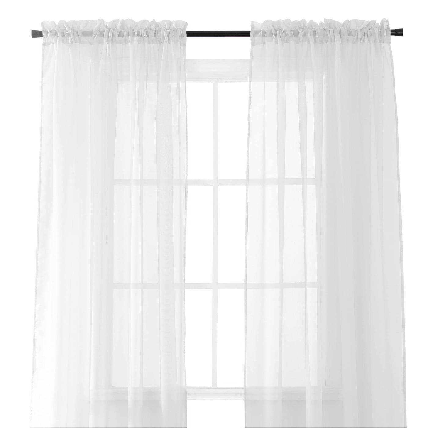 Elegant Comfort 2Piece Sheer Panel with 2inch Rod Pocket Window Curtains 40inch Width X 84inch Length White
