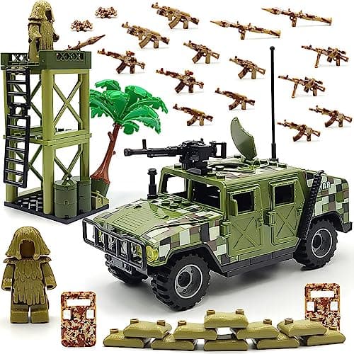 dspitwod Military Toy Model Car Guard Tower Weapon Pack Building Block Toys Compatible with Mini Figure Brick Toy for Boys Age 612 Years 173pcs