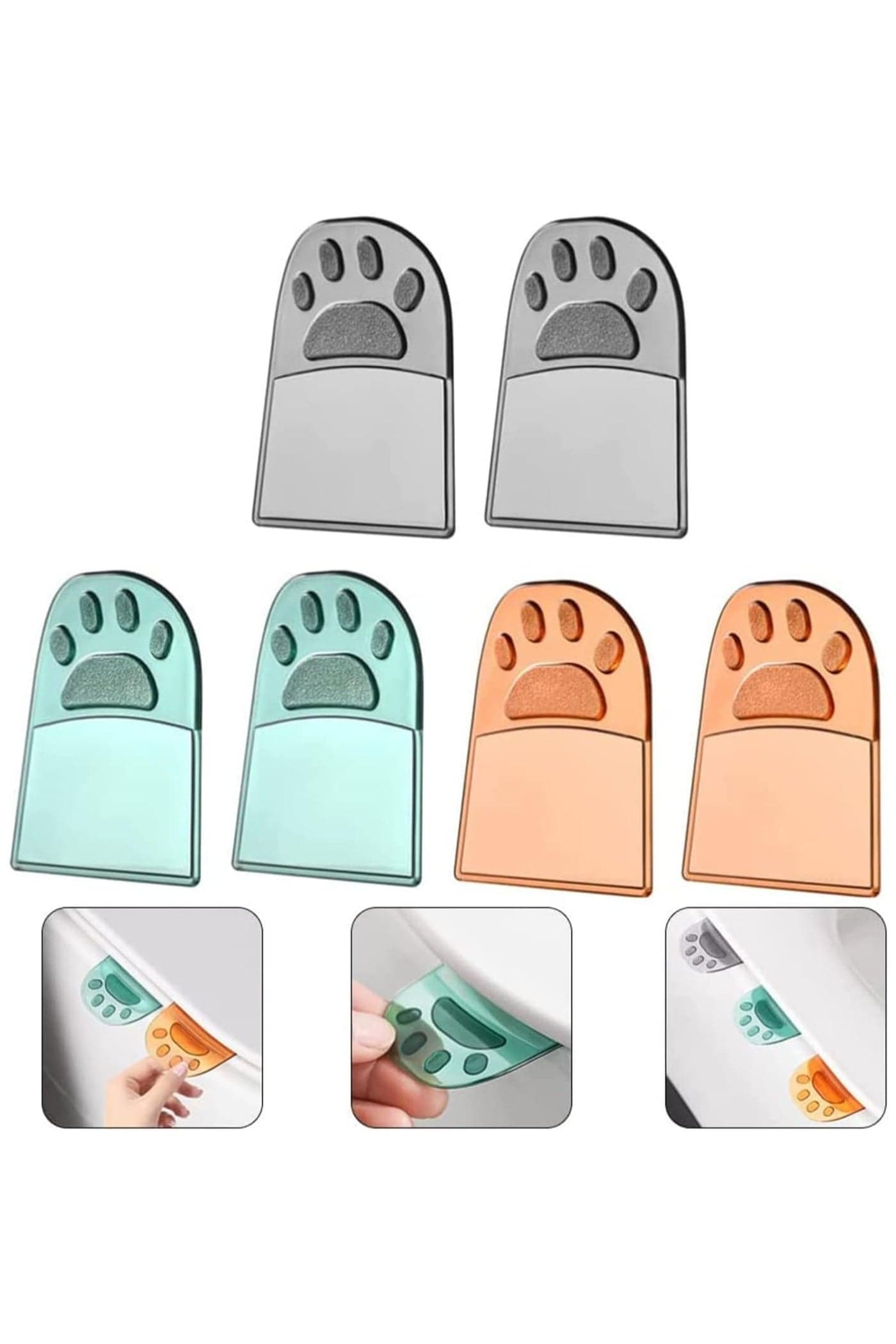 6 Pcs Cat Paw Toilet Seat Lifter Plastic Toilet Lid Lifters Avoid Touching Self adhesive Hygiene for Office, Hotel and Home