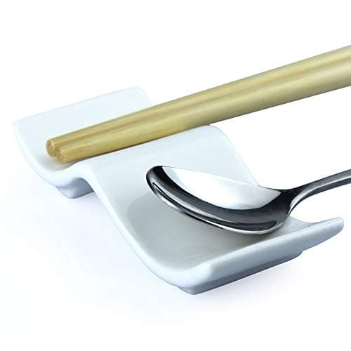 Ceramic Chopsticks Rest Rack Set of 12pcs,Chinese Style Dinner Spoon Stand Knife Fork Holder Porcelain Chopsticks Stand