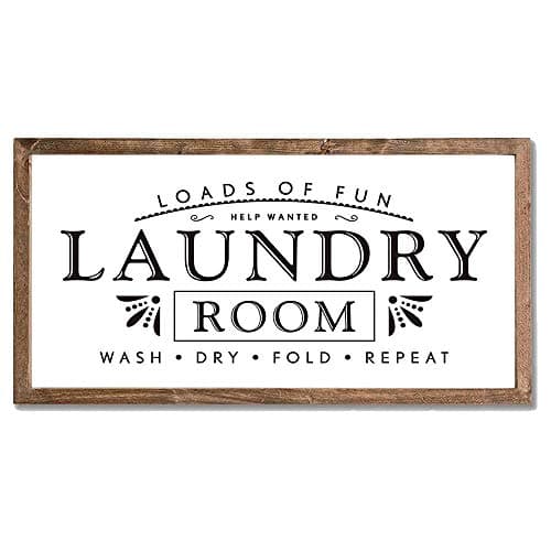 MACVAD Laundry Signs for Home Decor, Loads of Fun Wooden Laundry Room Sign Wall Decor 16 x 8 Inch