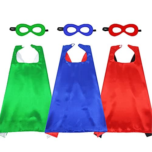 DQZ Toys for 39 Years Old Boys Girls SuperheroCapes and Masks for Kids Dress Up Super Hero Costume Birthday Party Favors 3 Pack