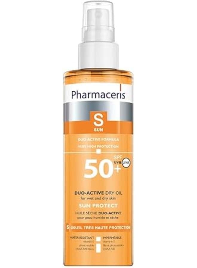 Pharmaceris S Protective Dry Oil SPF 50, 200 Ml – Vitamin E UVA/UVB Filters Water-Resistant, Lightweight, Hypoallergenic For Normal, Delicate & Sensitive Skin