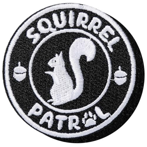 XMJY Squirrel Patrol Patch 1 Pc Funny Embroidered Animal Patches with Hook and Loop Morale Patch for Dog Vest Dog Harness and Backpacks