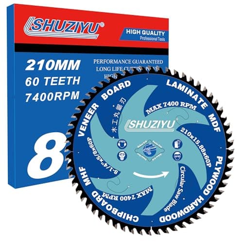LSHUZIYU 8-1/4"(210MM)-60T, Super Thin Kerf 0.079", Arbor 5/8", Anti-Stick Coating, Circular Saw Blade, FRAMING&Ripping, for Laminate, Veneer Board, Plywood, Hard Wood, MDF and HDF Cutting