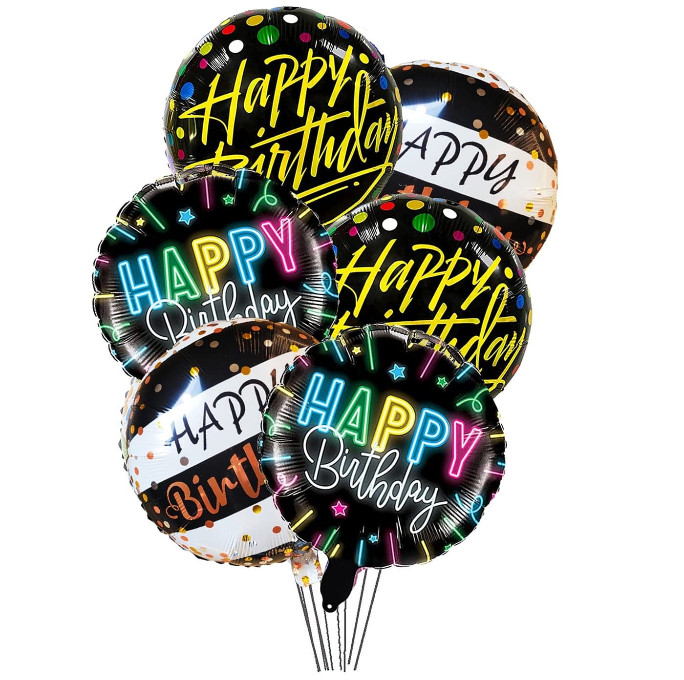 GRAND SHOP Happy Birthday Round Butterfly Foil Balloons (Pink ) -Pack of 6