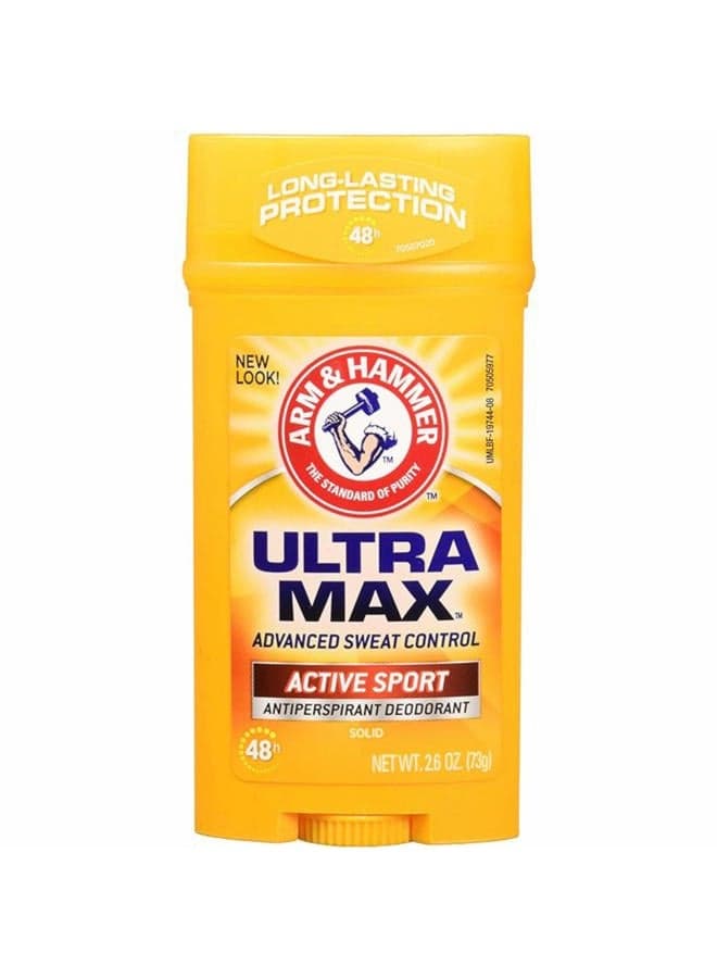 ARM & Hammer Ultramax Solid Antiperspirant Deodorant Active Sport 2.6 Oz (Pack of 4)
