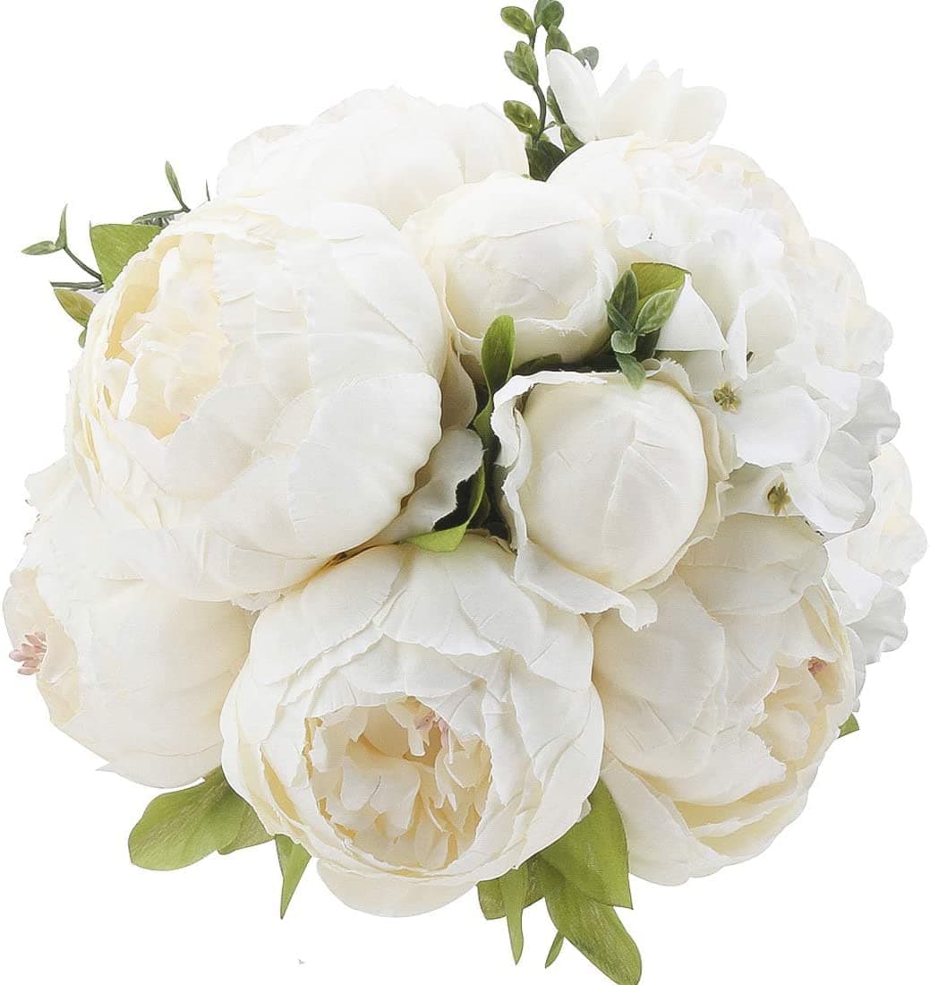 Homenique 7 Head Silk Peony Bouquet Vintage Artificial Peonies Flower for Home Wedding Party Decor 1pcs New Spring Rose White