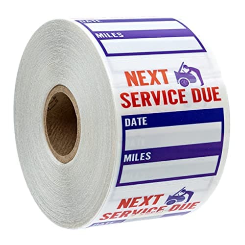 Oil Change Service Reminder Stickers / 500 Red Clear Blue Next Service Due Removable Labels / 2" x 2" Square Automotive Window Sticker/Made in The USA