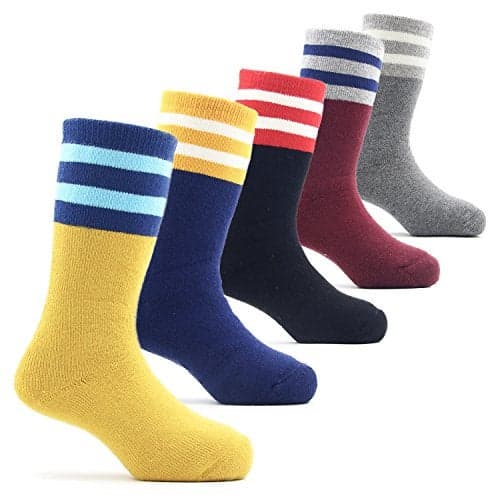 HowJoJo Big Boys Thick Cotton Socks Kids Winter Warm Thermal Crew Seamless Socks 5 Pack 8T/9T/10T