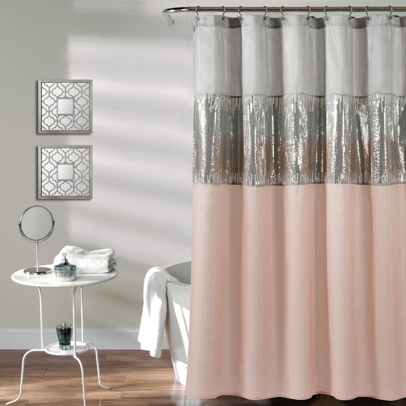 Lush Decor Night Sky Shower Curtain 72 x 72 Gray Blush