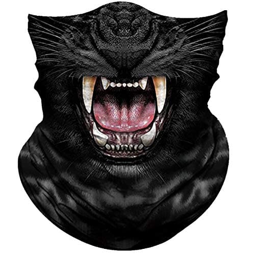Obacle Motorcycle Face Mask Sun Dust Wind Protection Tube Mask Seamless Bandana Face Mask for Men Women Bike Riding Cycling Biker Fishing Outdoor Festival Leopard Black Open Mouth