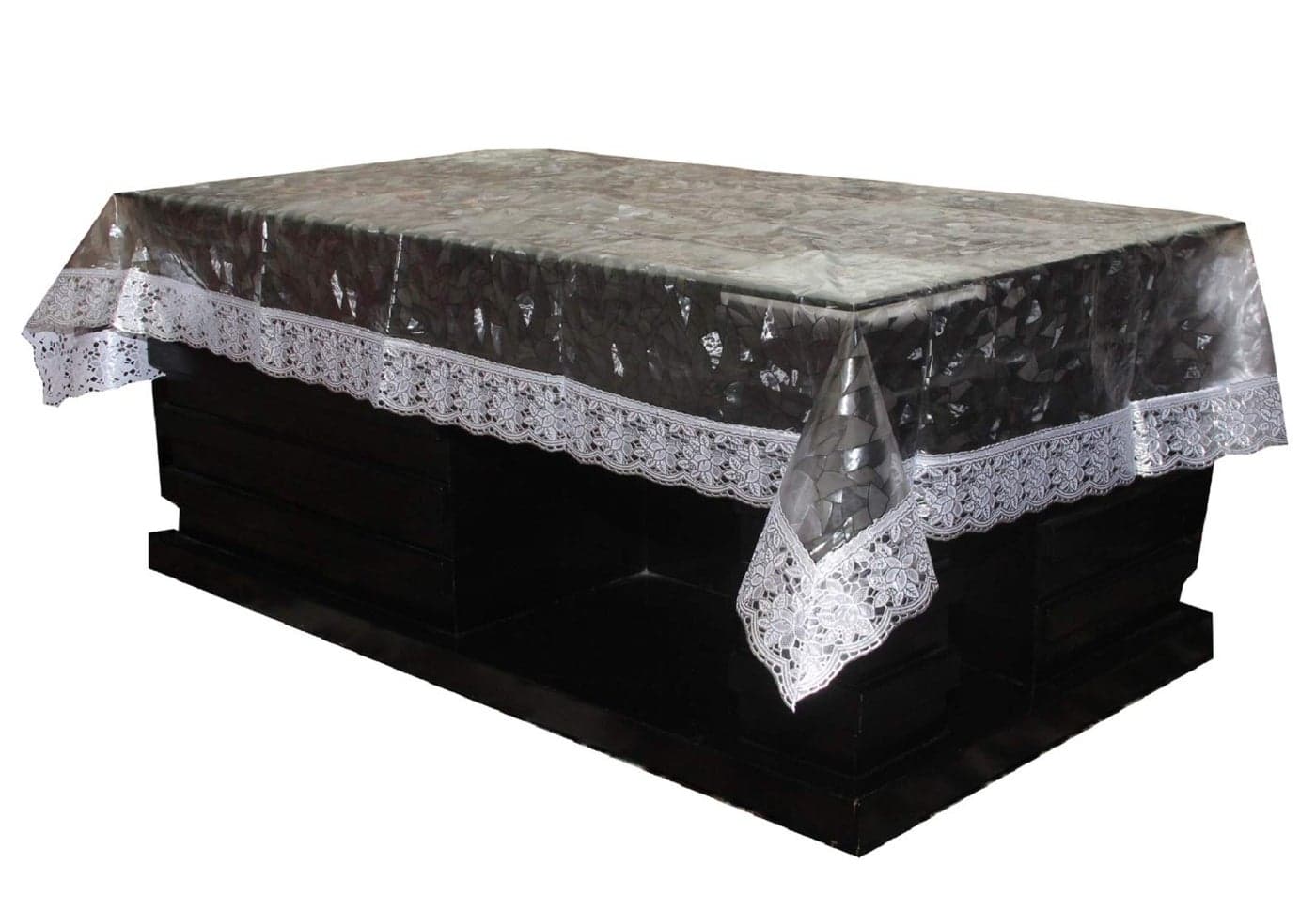 Heart Home PVC 4 Seater Center Table Cover 3D (Silver) 40 x 60 Inches CTHH8066
