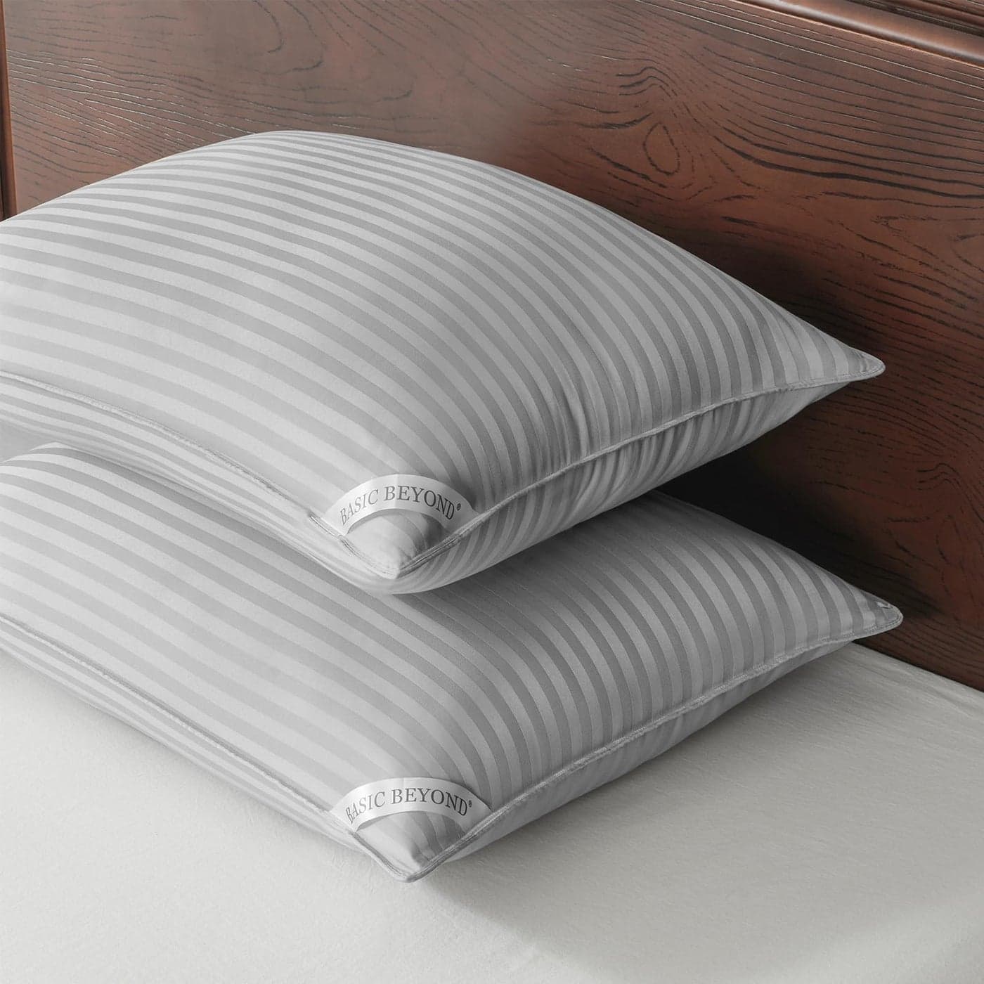 Basic Beyond King Size Pillows Soft King Down Alternative Pillows Set of 2 for Back Stomach or Side Sleepers Silver 20x36 Inches