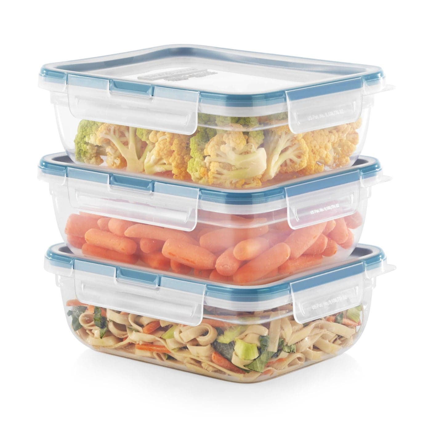 Snapware Total Solution 3Pack 85Cup Plastic Food Storage Containers Set Leakproof Airtight Locking Lids Rectangular Tupperware NonToxic BPAFree Lids Microwave Dishwasher Freezer Safe