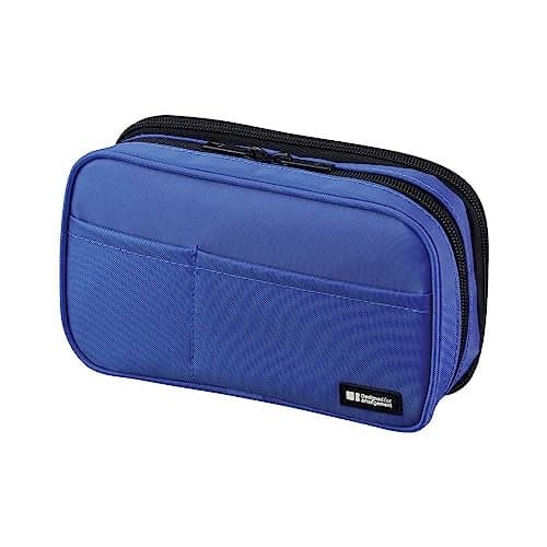 LIHIT LAB Large Capacity Double Zipper Pencil Case For School Office College, Big Capacity 6 Compartments Pencil Bag Holder Adults Teen Boys Girls, Travel Cosmetics Storage, Blue (A7555-108)