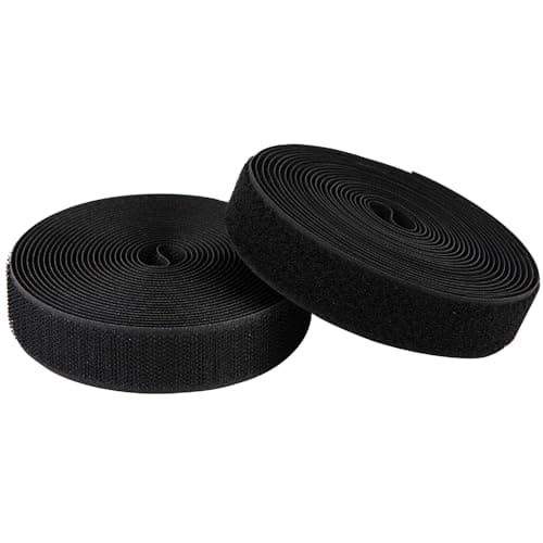 MYUREN 1 Inch Sew on Hook and Loop Strips Easy to Sew Excellent Grip NonAdhesive Back Nylon Fabric Fastener Strips for Clothing Sewing Crafts and DIY Projects Black 1in x 5yd