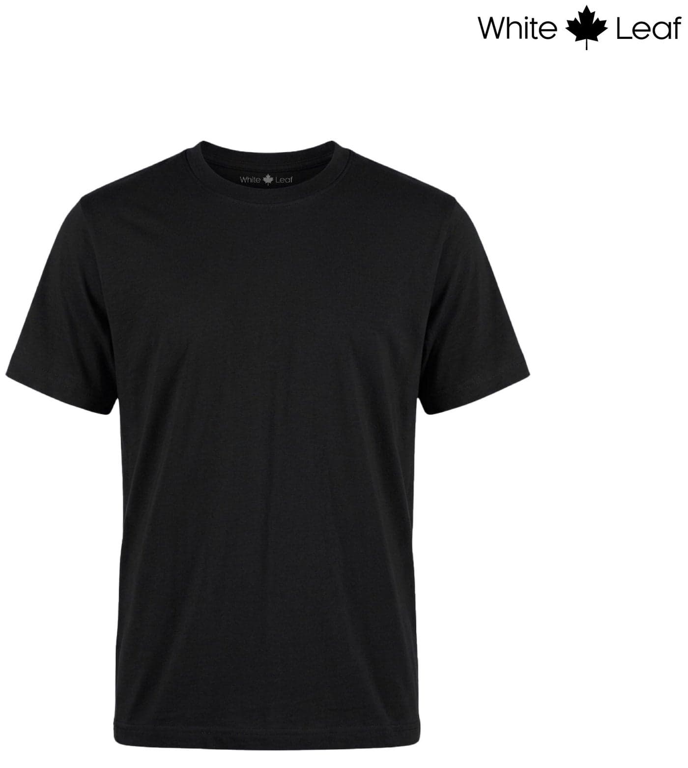 WHITE LEAF Men's Round Neck T-Shirt 1 Piece – 100% Combed Cotton Breathable Comfortable Casual Wear, Black