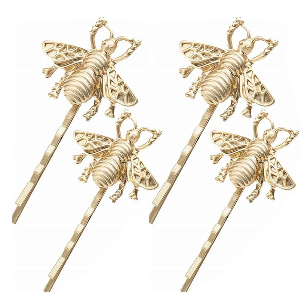 4pcs Bee Hair Clips with Alloy Wedding Gold Honeybee Hairpins Accessories for Women
