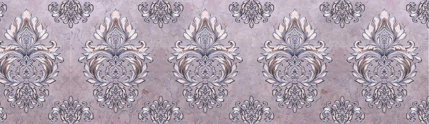 WallDesign Wall Border - Sticker Violet Damask Patterns - Glossy Laminated Waterproof PVC Roll - 3 inch by 10 ft - for Kitchen, Tile, Floor, Countertop Decoration