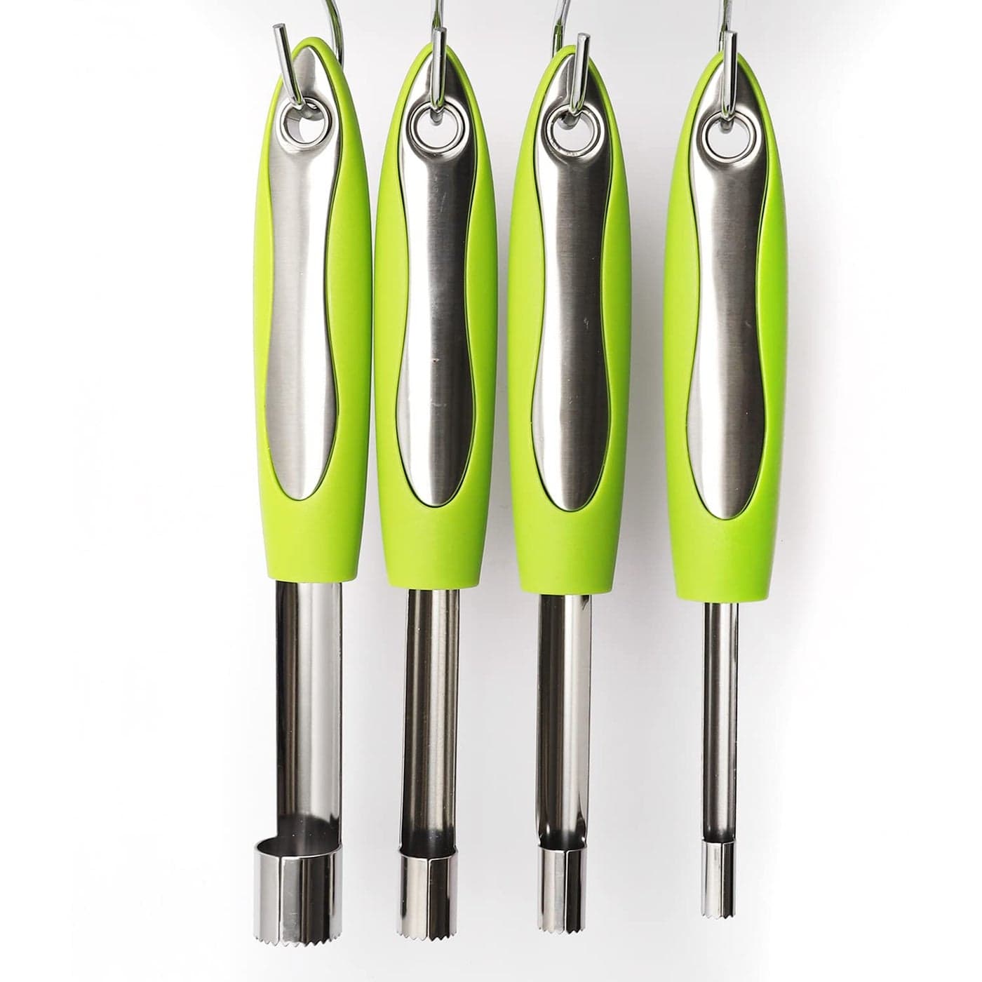 Apple corer set of 4 sizes corer and pitter with comfortable rubber handle for fruit vegetables apples pears cherries jujubes and red dates