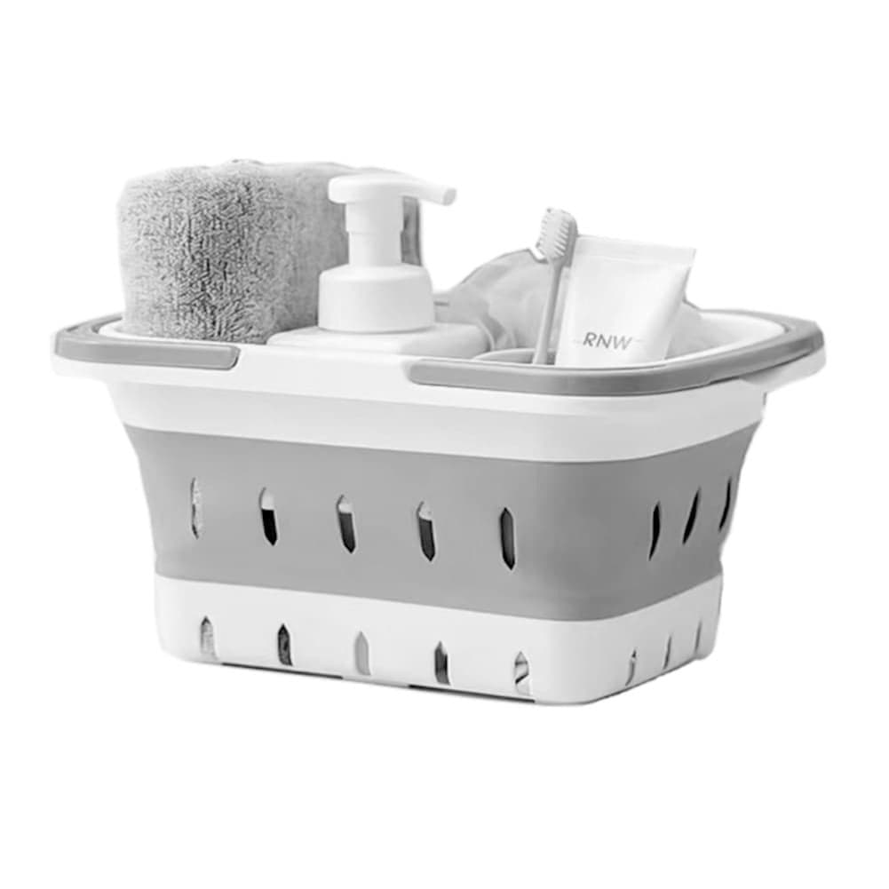 ANNIYA Portable Shower Caddy Tote Plastic Storage Collapsible Caddy Basket with Handles Box Organizer Bin for Bathroom Kitchen College DormGym Grey 1 pack