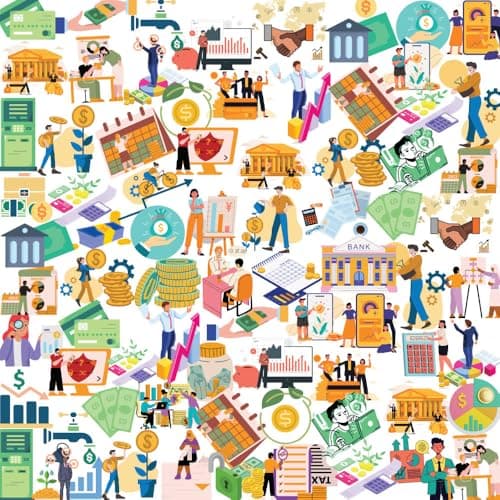 Phone Antics Banking & Finance Sticker Pack of 2 Sheets, 42 Vinyl Stickers for Accountants, Analysts, Traders & Finance Lovers Laptops, Journals, Scrapbooks, Water Bottles, Office Dcor-Self-Adhesive