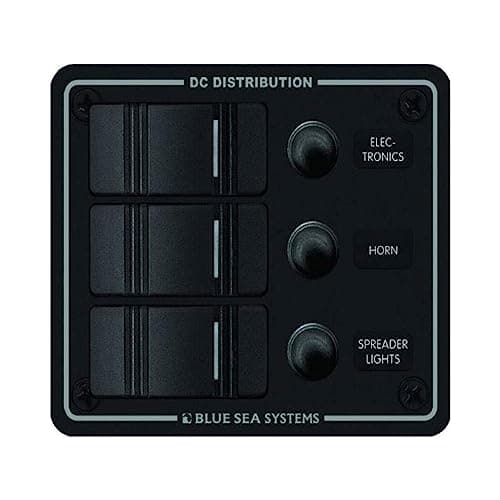 Blue Sea Systems 8374 Water Resistant Circuit Breaker Panel 3 Position Black