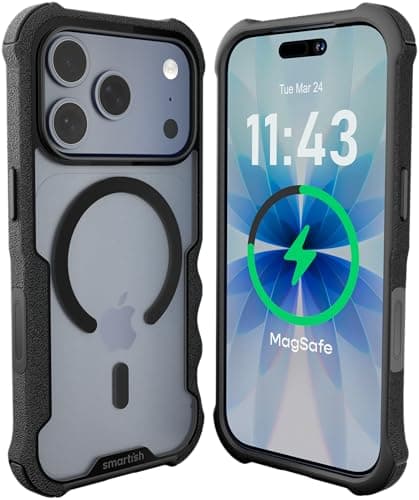 Smartish iPhone 17 Pro MagSafe Case Gripzilla Protective Magnetic Case for Men Rugged Tough Military Grade Heavy Duty Grip Armor Drop Tested for Apple iPhone 17 Pro Clearly Black