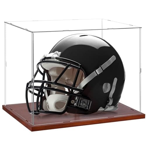 Fitense Full Size Football Helmet Display Case 15411118in Interior 100 Wooden Base Compatible with BaseballMotorcycleRacing Helmets HighTransparency Acrylic with UV Protection