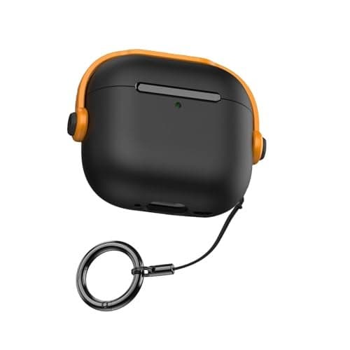 NEWTECHNO Antilost Lid Case Shell for Airpods 4 | Full Protection Case with Lanyard Compatible for Airpods 4 with Active Noise Cancellation(ANC) 2024 with carabaner Yellow