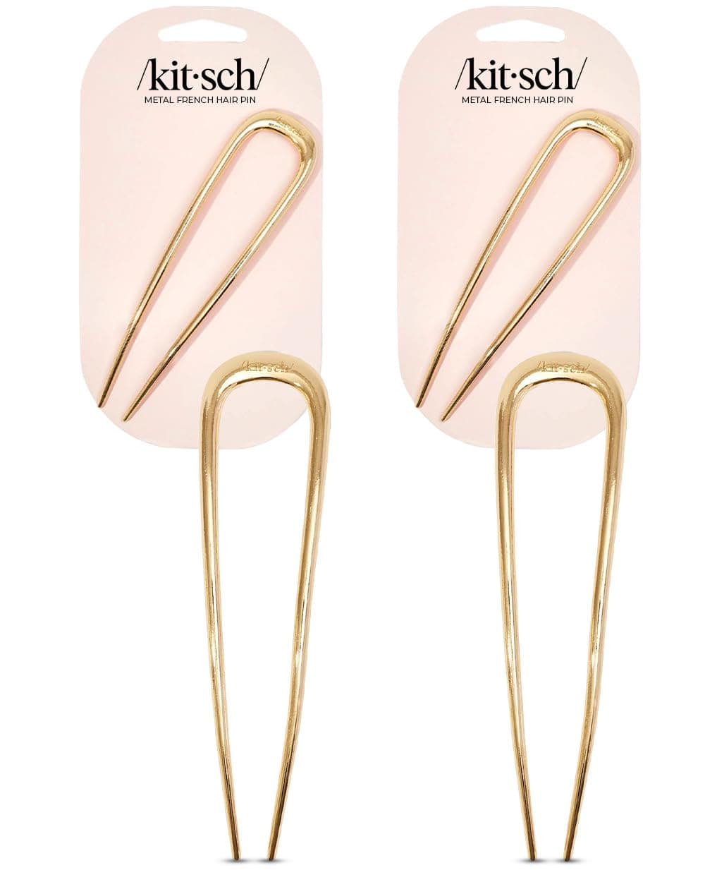 Kitsch Metal French Hair Pin for Women Hair Fork for Buns French Twist Pin for Easy Hairstyle Perfect for Long and Thick Hairs 2pcs Gold