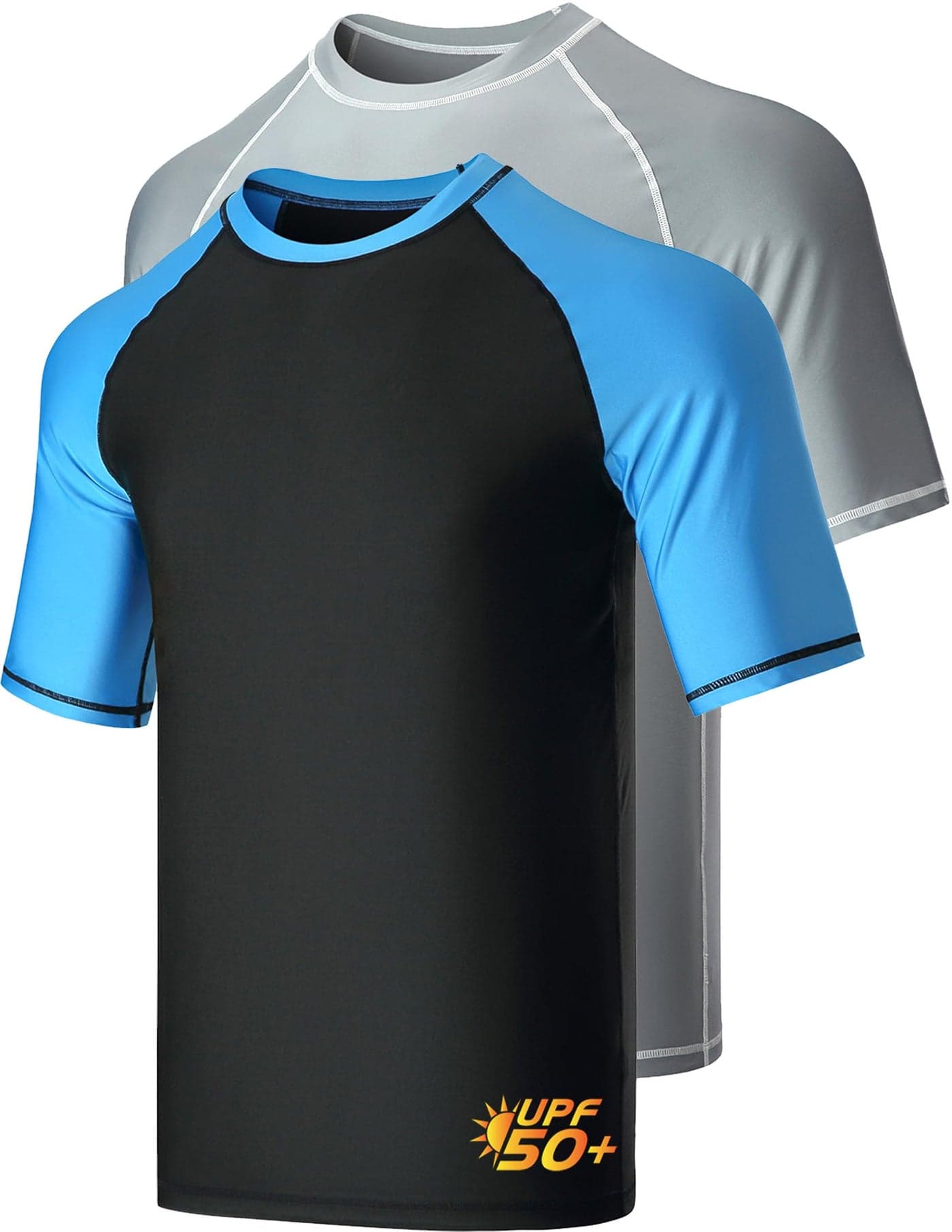 Liberty Imports 2Pack Mens UPF 50 Short Sleeve Rash Guard Swim Shirts Set A Medium