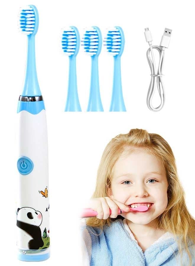 Kids Sonic Electric Toothbrush, Rechargeable Smart Toothbrush for Children, Boys Girls Age 3-12 with 30s Reminder, 2 Minutes Timer