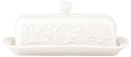 Lenox Opal Innocence Carved Butter Dish, White -