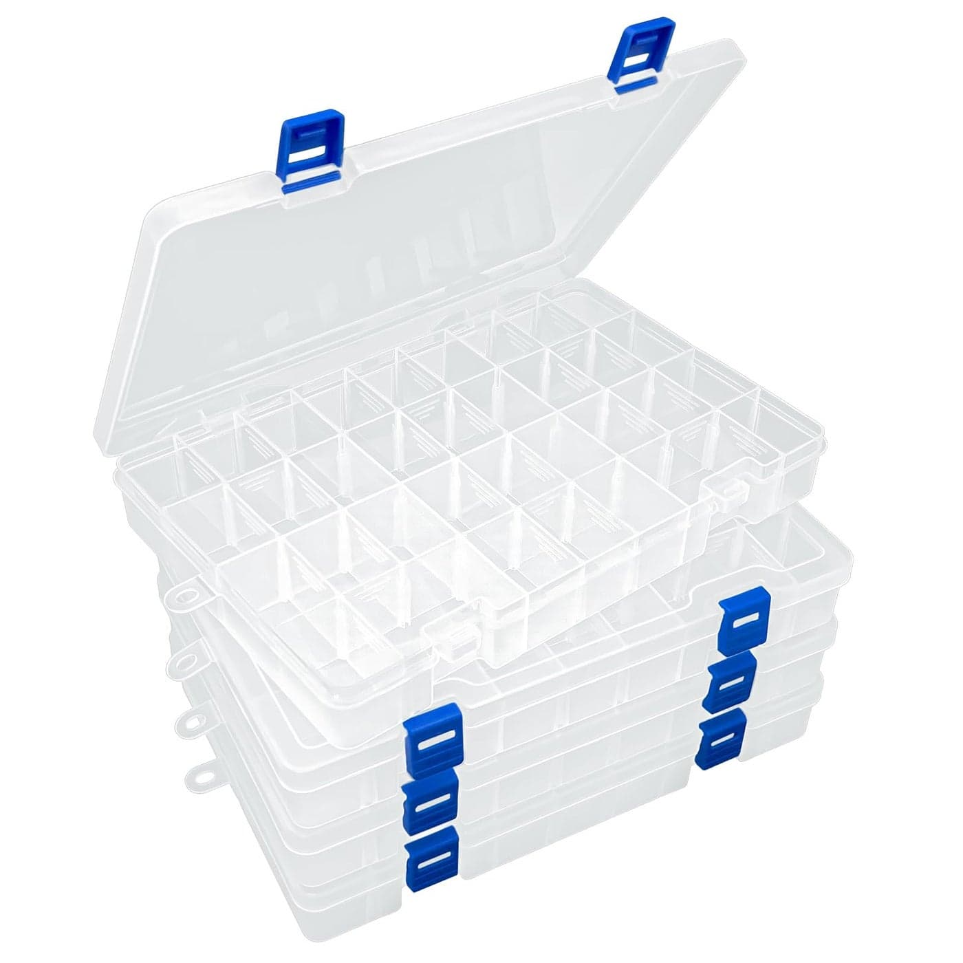 DUOFIRE Plastic Organizer Container Storage Box Adjustable Divider Removable Grid Compartment for Jewelry Beads Earring Container Tool Fishing Hook Small Accessories34 Grids White X 4