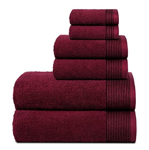 Belizzi Home 100 Cotton Ultra Soft 6 Pack Towel Set Contains 2 Bath Towels 28x55 inchs 2 Hand Towels 16x24 inchs 2 Washcloths 12x12 inchs Compact Lightweight Highly Absorbant Burgundy