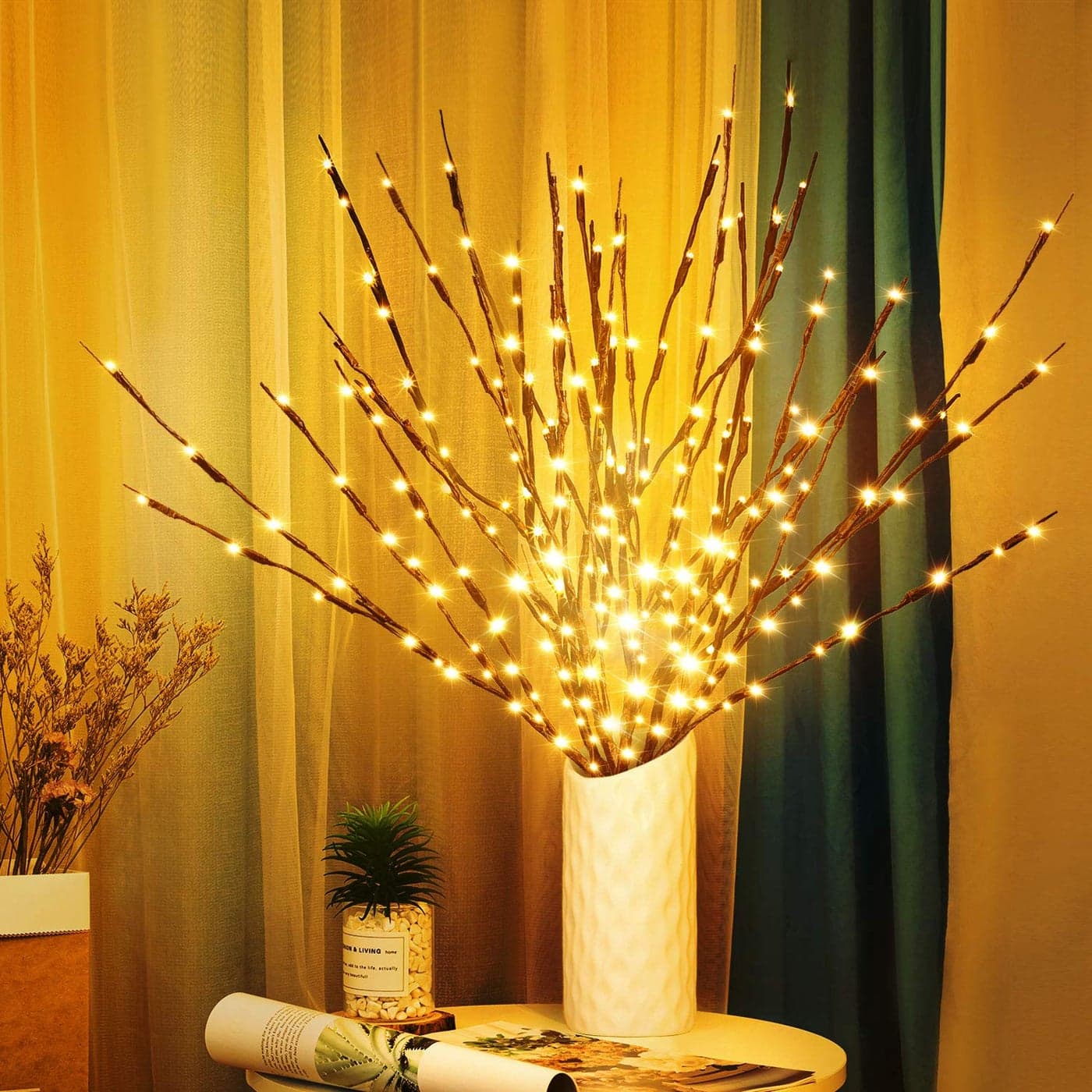 KXCOFTXI 3 Pack Twig Lights Prelit Branches USB Plug in Branches Lights with 60 LED Bulbs Romantic Decorative Iights for Vase Lighted Tree Branches for Indoor Plug in Lighted Branches for Party