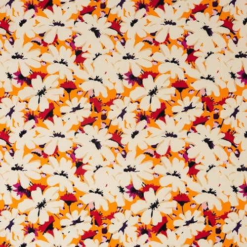 SINGER Fabrics 100 Cotton Quilt and Craft Fabric for Sewing 44 Inch Wide White Flowers On Orange Cut by Yard