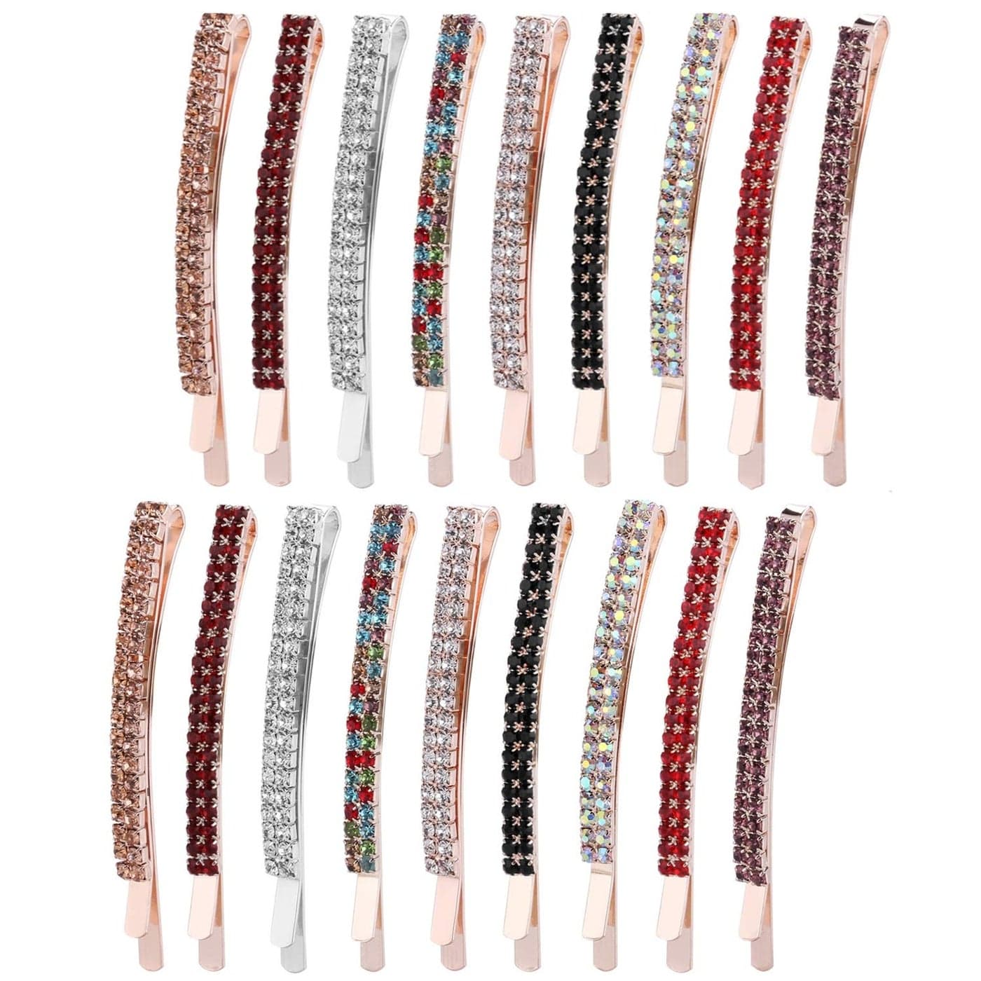 18 Pieces Rhinestone Bobby Pins Crystal Hair Clips Hair Pin Sparkling Hair Barettes Sytling Decorative Accessories for Women and Girls