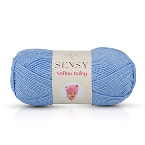 Sensy Softee Baby Yarn 35 oz 275 Yards Gauge 3 Light Blue