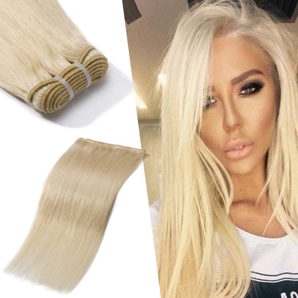 Benehair Human Hair Bundles 10 Inch Straight Bundles Human Hair 1 Bundle Brazilian Hair Bundles Platinum Blonde 100 Unprocessed Virgin Long Remy Weave Hair Extensions 60 100g