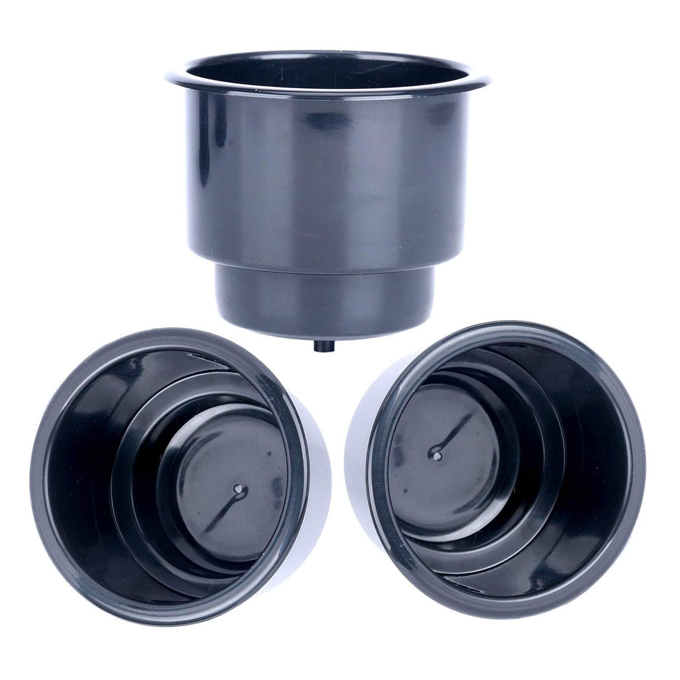 Amarinemade Set of 3 Black Recessed Plastic Cup Drink Can Holder with Drain for Boat Car Marine Rv Black