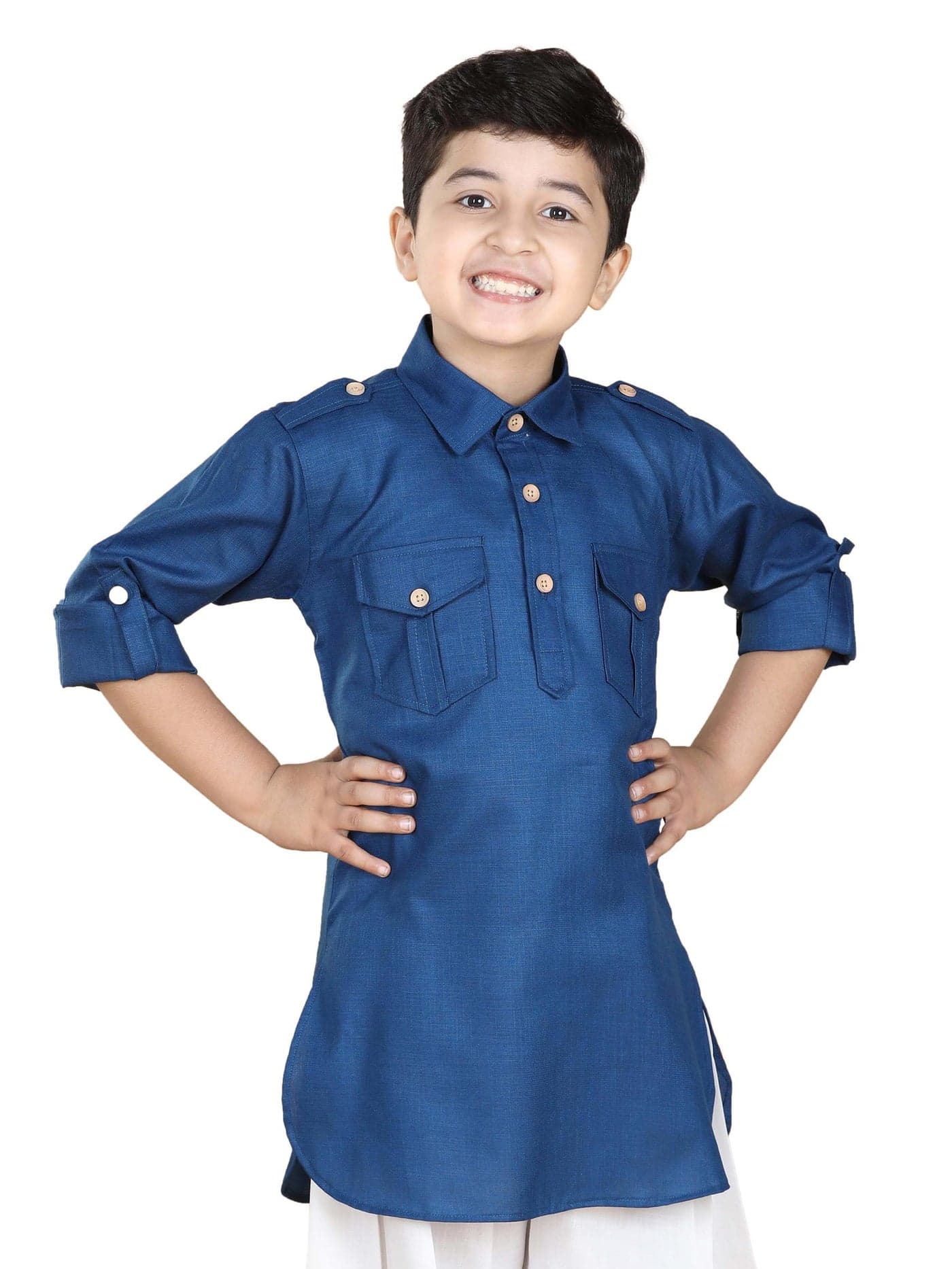 AJ DEZINES Kids Ethnic Wear Pure Cotton Blue Pathani Kurta for Boys (Only Kurta) (DUP_KURTA-1232-BLUE-6)