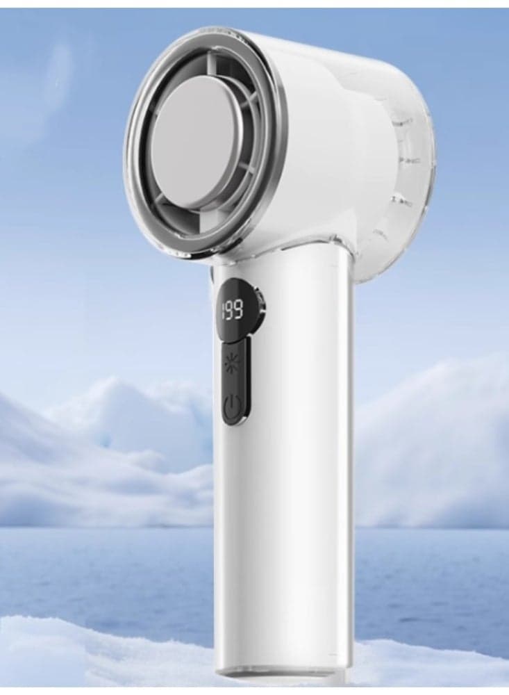 Portable Refrigeration Small Fan With Ultra Long Battery Life Of 16 ° C Superconducting Ice Magnetic Refrigeration Handheld Fan Glacier White